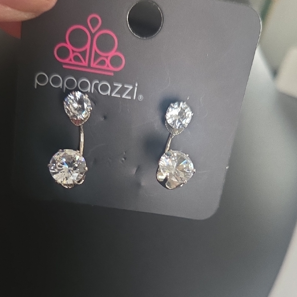 Paparazzi Silver Clear Rhinestone  Post Earrings NWT